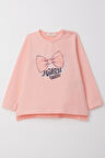 Breeze Kız Çocuk Uzun Kollu Tişört Fiyonk Baskılı 2-6 Yaş, Somon