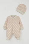 Breeze Erkek Bebek Patikli Tulum Çizgili Puantiye Desenli 0-6 Ay, Bej
