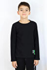Breeze Erkek Çocuk Uzun Kollu Tişört Armalı 7-11 Yaş, Siyah