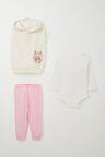 Breeze Kız Bebek Zıbınlı 3 Lü Takım Sevimli Tavşancık Nakışlı 4 Ay-1 Yaş, Krem