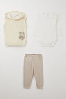 Breeze Erkek Bebek Zıbınlı 3 Lü Takım Sevimli Tavşancık Armalı 4 Ay-1 Yaş, Krem