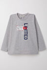 Breeze Erkek Çocuk Uzun Kollu Tişört Yazı Baskılı 6-12 Yaş, Açık Gri Melanj