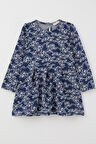 Breeze Kız Çocuk Uzun Kollu Elbise Çiçek Desenli 1.5-5 Yaş, Lacivert