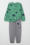 Breeze Erkek Çocuk Eşofman Takımı Sevimli Dinozor Desenli 1.5-5 Yaş, Mint Yeşili