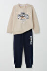 Breeze Erkek Çocuk Eşofman Takım Yazı Baskılı 2-6 Yaş, Bej