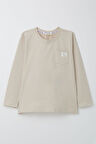 Breeze Erkek Çocuk Uzun Kollu Tişört Cool Yazı Armalı Cepli 4-8 Yaş, Bej
