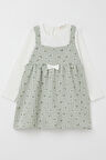 Breeze Kız Çocuk Uzun Kollu Elbise Kalp & Kazayağı Desenli 1.5-5 Yaş, Mint Yeşili