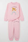 Breeze Kız Çocuk Eşofman Takım Arkadaşlık Temalı Sevimli Ayıcık Baskılı 1-4 Yaş, Pembe