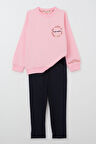 Breeze Kız Çocuk Eşofman Takım Çiçek Nakışlı 1.5-5 Yaş, Pembe