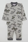 Breeze Erkek Bebek Pijama Takımı Sevimli Kedi Ve Farecik Desenli 0-1 Yaş, Gri