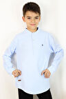 Breeze Erkek Çocuk Gömlek Harf Nakışlı Yarım Düğmeli 8-12 Yaş, Açık Mavi