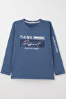 Breeze Erkek Çocuk Uzun Kollu Tişört Motivasyon Temalı Sırt Kısmı Baskılı 6-12 Yaş, İndigo