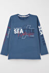 Breeze Erkek Çocuk Uzun Kollu Tişört Renkli Yazı Baskılı 6-12 Yaş, İndigo