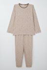 Breeze Kız Çocuk Pijama Takımı Bambu Çiçeği Desenli 9-12 Yaş, Bej