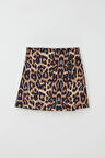 Breeze Kız Çocuk Şort Etek Leopar Desenli Düğme Aksesuarlı 6-12 Yaş, Kahverengi