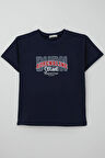Breeze Erkek Çocuk Tişört Yazı Baskılı 5-10 Yaş, Lacivert