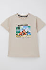 Breeze Erkek Çocuk Tişört Scooterla Tropik Hawaii Turu 5-10 Yaş, Bej