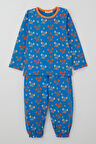 Breeze Erkek Çocuk Pijama Takımı Sevimli Yengeç Desenli 1-3 Yaş, Saks Mavisi
