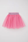 Breeze Kız Çocuk Tütü Etek Simli Beli Lastikli 5-10 Yaş, Pembe
