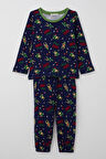 Breeze Erkek Bebek Pijama Takımı Eğlenceli Noel Baba Desenli 9 Ay-3 Yaş, Lacivert
