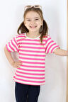 Breeze Kız Çocuk Tişört Patlı Çizgili 1-4 Yaş, Pembe