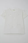 Breeze Kız Çocuk Tişört Fiyonk Aksesuar Detaylı 9-14 Yaş, Ekru