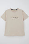 Breeze Erkek Çocuk Tişört Kabartma Yazı Baskılı 9-14 Yaş, Bej