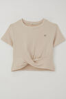 Breeze Kız Çocuk Tişört Armalı Göbek Kısmı Dekolte Detaylı 9-16 Yaş, Bej