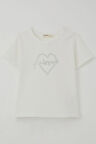 Breeze Kız Çocuk Tişört Taş Detaylı Kalp Baskılı 8-14 Yaş, Ekru