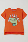 Breeze Erkek Çocuk Tişört Lig Yıldızı Dinozor Baskılı 2-6 Yaş, Turuncu