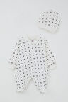 Breeze Erkek Bebek Patikli Tulum Deniz Temalı Çapa Desenli 0-6 Ay, Ekru