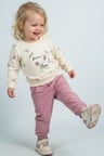 Breeze Kız Bebek Eşofman Takımı Pembe Çiçek Desenli 6 Ay-2 Yaş, Krem