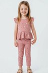 Breeze Kız Çocuk Kapri Taytlı Takım Çiçek Desenli 1.5-5 Yaş , Gülkurusu