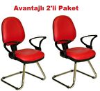 Türksit Kozmo Şef Bekleme Koltuğu Avantajli 2'Li Paket Z Ayak Kirmizi