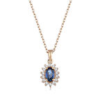 Klasik Pırlanta Anturaj Oval Safir Kolye 