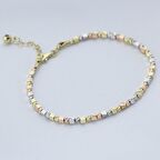 14K Altın Üç Renk Küp Dorika Toplu Kadın Bileklik