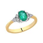 0.18 Karat Pırlantalı Zümrüt Tektaş Yüzük PYZK042-3