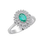 0.50 Karat Pırlantalı Oval Zümrüt Yüzük PY086