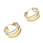 Üç Renk Halka Altın Küpe 