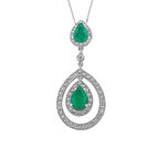 Klasik Çift Damla Zümrüt Kolye