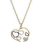 Pırlanta Minik Kalpler Altın Kolye