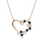 Siyah Pırlanta Kalbimin Yıldızı Altın Kolye