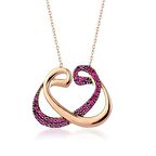 Altın Yakut Çift Vav Kolye 