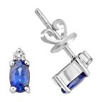 18 Ayar Altın 0.63 Karat Safir 0.06 Karat Pırlanta Küpe