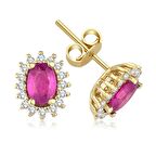 14 Ayar Altın 0.87 Karat Yakut 0.23 Karat Pırlanta Küpe