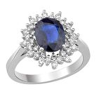 Klasik Anturaj Oval Safirli Yüzük