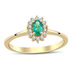 0.25 Karat Oval Zümrüt 0.10 Karat Pırlanta Yüzük