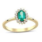 0.50 Karat Oval Zümrüt 0.12 Karat Pırlanta Yüzük