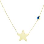 14 Ayar Altın Yıldız Nazar Kolye