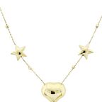 14 Ayar Altın Yıldızlı Kalp Kolye
